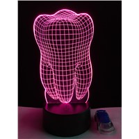 New Fantastic Illusion Tooth 3D LED Night Light Colorful Kids Baby Bedroom Atmosphere Touch Table Cool Lamp as gift for dentist