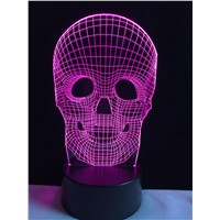 3D Skull Multicolored Optical Illusion LED Table Night Light Touch Remote Desk Lamp Lighting for Halloween Xmas Decor Party Gift
