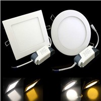 3W/4W/6W LED Recessed Ceiling Panel Down Light Bulb Lamp Square Round AC85-265V LED Panel Lights