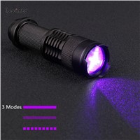 Coquimbo Portable UV Q5 Flashlight 3 Mode Violet Light Used AA 14500 For Marker Checker Cash Detection Ultraviolet flashlight