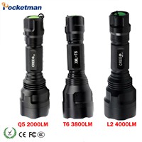 2017 New Led Flashlight CREE XML T6 XML  L2  Q5 Waterproof 18650 battery touch camping bicycle flash light ZK50