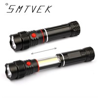 2017 Real Direct Selling Powerful Zoomable Led Waterproof 4 Battery Flashlight Telescopic Lamp With Magnet Bottom