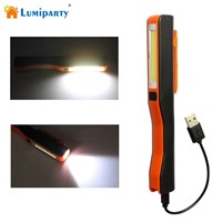 Lumiparty USB Charging LED Flashlight Super Bright COB LED Inspection Light Lamp Mini Pen Pocket Clip Work Torch Flashlight