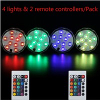 Remote controlled 10 smd RGB MultiColor Waterproof Wedding Party Vase submersible Floral led Base Light
