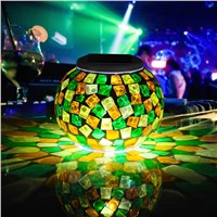 New Arrival Solar Powered Mosaic Glass Changing Table Lamp LED Rechargeable Waterpro Night Light Decoration Gift --M25