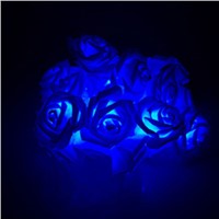 20LED Rose Flower Fairy String Lights Clear Cable Battery Powered for Wedding Bedroom Indoor Decoration   --M25