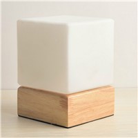 Nordic Modern Minimalist Wood Glass Cube Led E27 Table Lamp For Bedroom Bedside Study Wedding Deco Atmosphere Lamp 1043