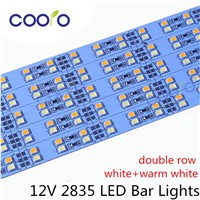 10pcs/lot DC12V 2835 LED Bar light Double row two color temperature White+Warm White 2835 0.5M LED hard Light