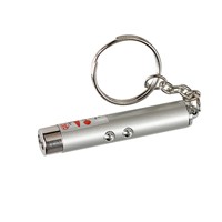 Hiking Camping Mini 2in1 Laser Torch Flashlight Portable LED Light Torch Keychain Silver   CLH