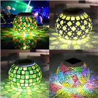 New Arrival Solar Powered Mosaic Glass Changing Table Lamp LED Rechargeable Waterpro Night Light Decoration Gift CLH