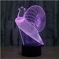 3D Night Lamp Colorful Snail Shape Touch Control Light 7 Colors Change USB LED for Desk Table Exhibition Hall