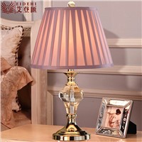 simple Modern Romantic Wedding Deco Pink Fabric K9 Crystal E27 Dimmerable Table Lamp For Living Room Bedroom Bedside 1108