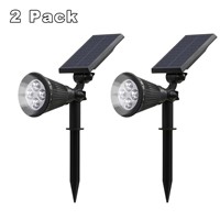 T-SUN 2 Pack LED Solar Spotlight Waterproof Outdoor Security Garden Landscape Lamp Adjustable Daylight 6000K for Tree Yard