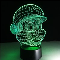 Creative Super Mario Bros Illusion LED Night Light Colorful Hologram 3D Touch Table Lamp for Christmas Gift