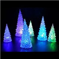 Christmas Tree Shape Light Ice Crystal Colorful Changing LED Desk Decor Light Festival Atmosphere Lamp FULI