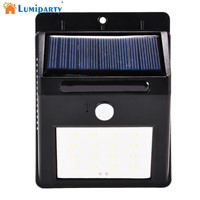 Lumiparty IP65 Waterproof 16LED Solar Powered Security Light with PIR Motion Sensor Light Wall Lamp Path Stairs Garden Outdoor