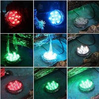 Submersible LED Light, 10-LED RGB Waterproof Battery Powered Lights with IR Remote Controller for Aquarium, Vase Base, Pond