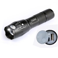 USB E17 8000 Lumens CREE XML L2 LED Flashlight 3-Mode Lighting Zoomable Focus Torch Camping Lamp Li-Po Battery with USB Cable