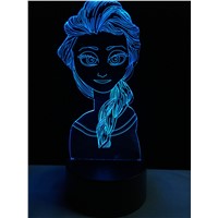 3D Cute Girl Gift Elsa Night Light Snow Queen Bedside Light Table Lampara Touch Change Bedroom Night Light Xmas New Year Gift