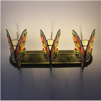 FUMAT Butterfly Wall Lamp Hand-made Art Parrot Stained Glass Shade Lights Indoor Light Corridor Bar Hotel Lights Wall Sconce