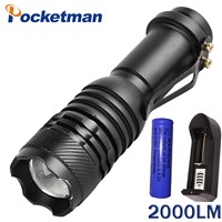 CREE Q5 Tactical LED Flashlight 2000 Lumens Zoomable Mini Flashlight Torch Lamp Super Bright Tactical Linterna Cree Led Camping