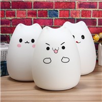 Rechargeable Cat USB LED Night Light Lamp For Children Silicone Animal 7 Color Changing Night Lamps For Bedroom With Remote