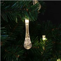 Solar Power Xmas Christmas Water Drop LED Strip String Light Home Garden Lamp