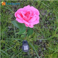 Lumiparty Outdoor Solar Powered Pink Rose Flower Lights Solar Powered Garden Decorative Stake Lamp LED Rose Lights for Garden