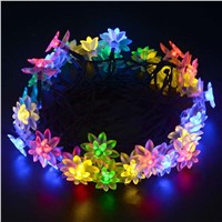 For wedding receptions Solar Powered Lotus Flower 9.5M 50 LED Fairy String Light for Garden Party Decoration