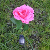 Lumiparty Outdoor Solar Powered Pink Rose Flower Lights Solar Power Garden Decorative Stake Lamp LED Rose Lights for Home Garden