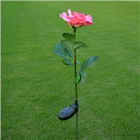 LumiParty Outdoor Solar Powered Pink Rose Flower Lights Solar Power Garden Decorative Stake Lamp LED Rose Lights for Home Garden