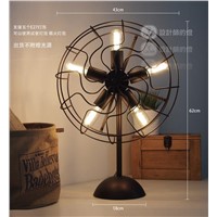 E27 Loft living room bedroom American rural retro simple personality creative electric fan lamp