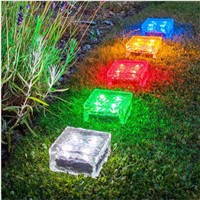 Kitop 4 Leds Frosted Glass Brick Paver Garden Light Solar Ground Light Waterproof Ice Cube Rocks for Path Road Square Yard