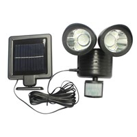 22 LED Solar Light PIR Motion Sensor Dual Head Light Garden Security Lamp Outdoor Waterproof paths Yard street Wall Light