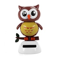 Solar Powered Dancing bird Big Eye Brown Owl,Novelty Desk Car Toy Ornament
