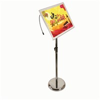 A3 Adjustable Floorstanding Stainless Steel Pole with Ailluminated Acrylic Picture Frames, Floor Led Light Boxes