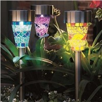 LED Solar Lamp Mosaic Pattern Multiple Color Fashion Style Solar Energy Bright Light Outdoor Path Street Garden Decoration