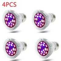 4PCS LED Grow Lights 18W E27 Full Spectrum SMD5730 18 leds  Grow Lamp for Plants Vegetables Hydroponics System Grow Tent