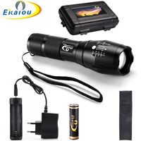 3800 lumens Flashlight CREE T6 LED Zoomable Zoom Flashlight Tactical Torch + 18650 battery &amp;amp;amp; Charger Gift Boxes