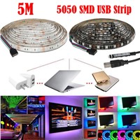 New 500cm Multi-colour RGB LED Strip Light USB Cable LED TV Background Lighting Kit