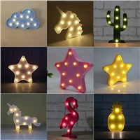 Lumiparty 3D Cute Small LED Night Light Bedroom Unicorn Cloud Moon Star Heart Home Decor Battery Powered Wall Lamp