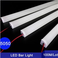 100pcs*1m LED bar light 5050 DC12V 72LED Hard Rigid LED Strip Bar Light 5050 with v Aluminium shell +pc cover