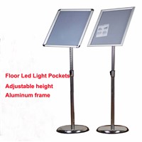 A3 Adjustable Pedestal Floor Stand Illuminated Poster Display with Snap-Open Frame,Led Advertising Lightbox