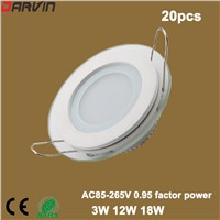 6W led panel 12W 18W LED Panel Downlight Round Glass Panel Lights Ceiling Recessed Lamps AC 220V Glass Round Ceiling Light