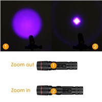 AA/14500 Battery UV 395nm Purple Light Flashlight Portable LED Penlight 3 Modes Zoomable Lamp Torch Lighting For Money Checking