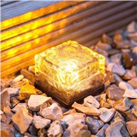 Solar Power LED Light Outdoor Waterproof Ground Clear Glass Ice Rock Brick Yard Deck Road Path Garden Decoration Security Lamp