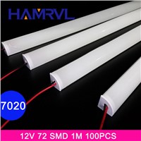LED Bar Lights DC12V 7020 LED Rigid Strip 1m LED Tube with V Aluminium Shell + PC Cover 100pcs/lot
