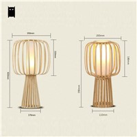 Bamboo Table Lamp Fixture Asian Rustic Japanese Style Shade Desk Light Avize Luminaria Indoor Home Bedroom Bedside Study Room
