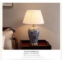 Chinese Blue and White Porcelain Desk Lamps Dimmable Ceramic Reading lamp China Flower Home Lights Bedroom Bed Side Table Light