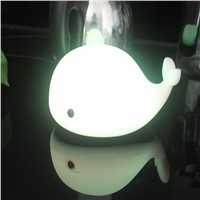 Lumiparty Cute Dolphin USB Rechargeable Children Night Light Baby whale Multicolor LED Light silicone Pat lamp bedside touch